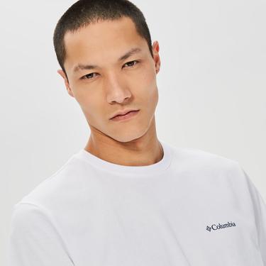  Columbia Basic Logo Brushed Erkek Beyaz Günlük T-Shirt