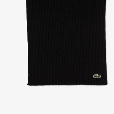  Lacoste Unisex Yün Siyah Atkı
