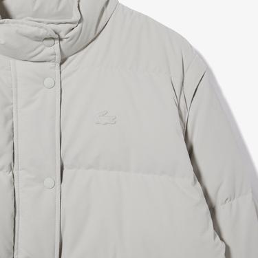  Lacoste Kadın Dik Yaka Kapitone Açık Gri Mont