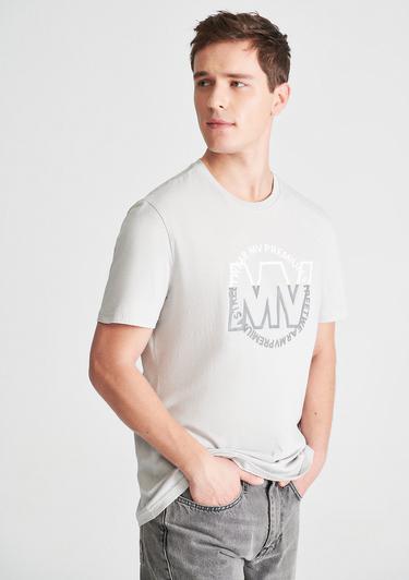  Mavi Mavi Logo Baskılı Gri Tişört Regular Fit / Normal Kesim 0610309-80618