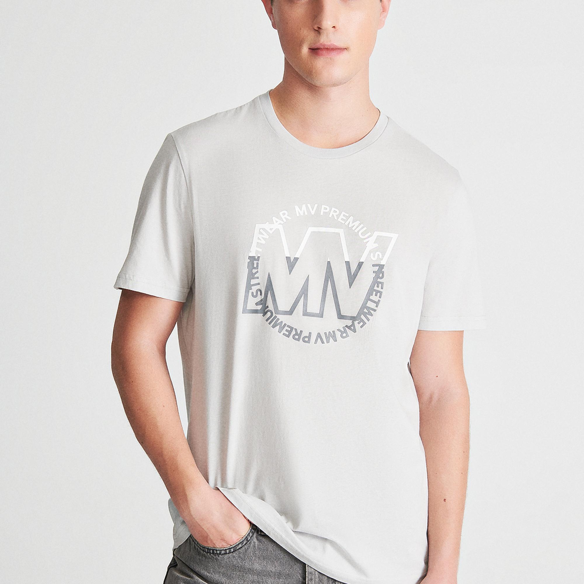 Mavi Mavi Logo Baskılı Gri Tişört Regular Fit / Normal Kesim 0610309-80618