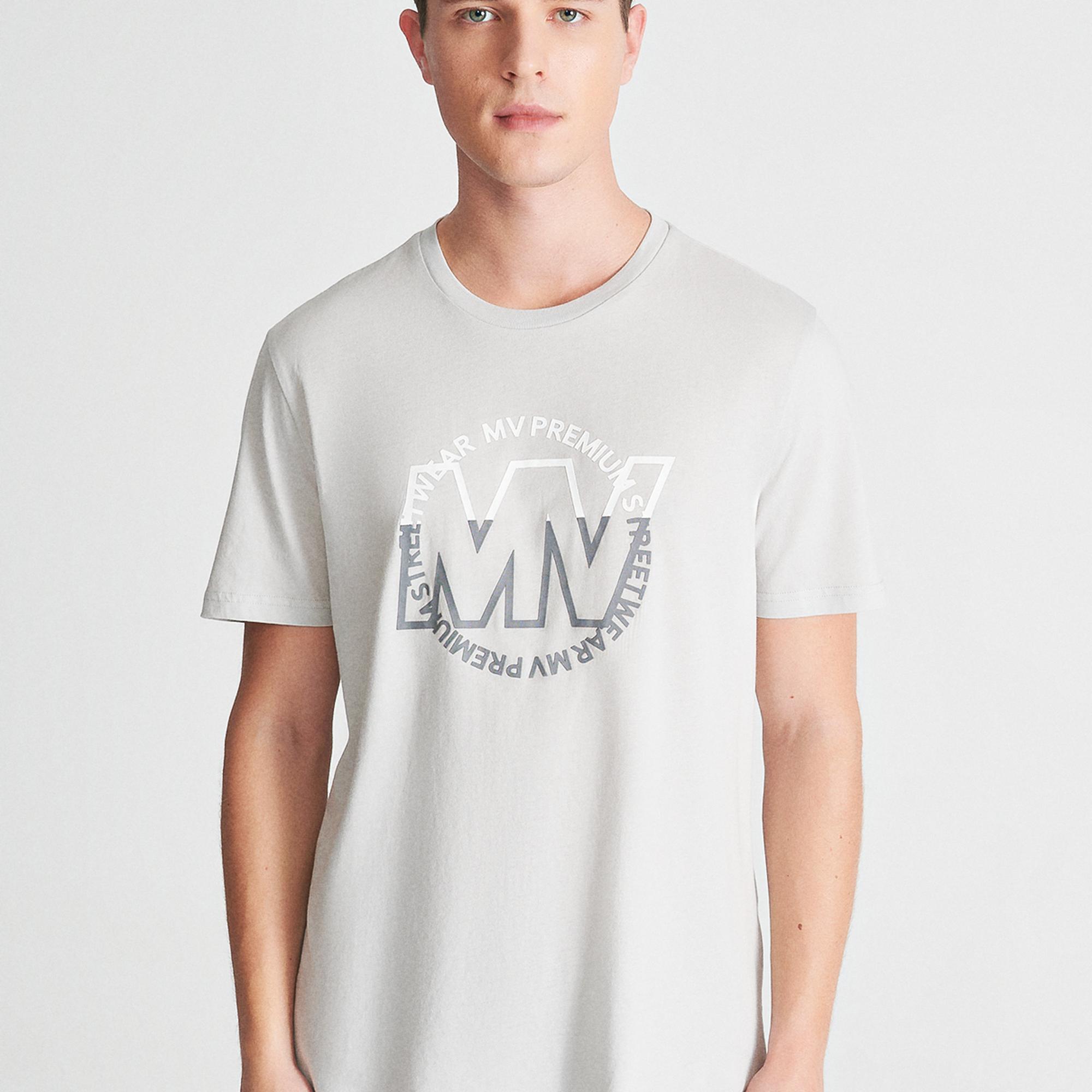 Mavi Mavi Logo Baskılı Gri Tişört Regular Fit / Normal Kesim 0610309-80618