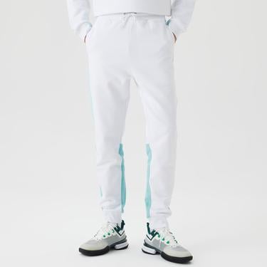  Erkek Regular Fit Renk Bloklu Beyaz Eşofman Altı