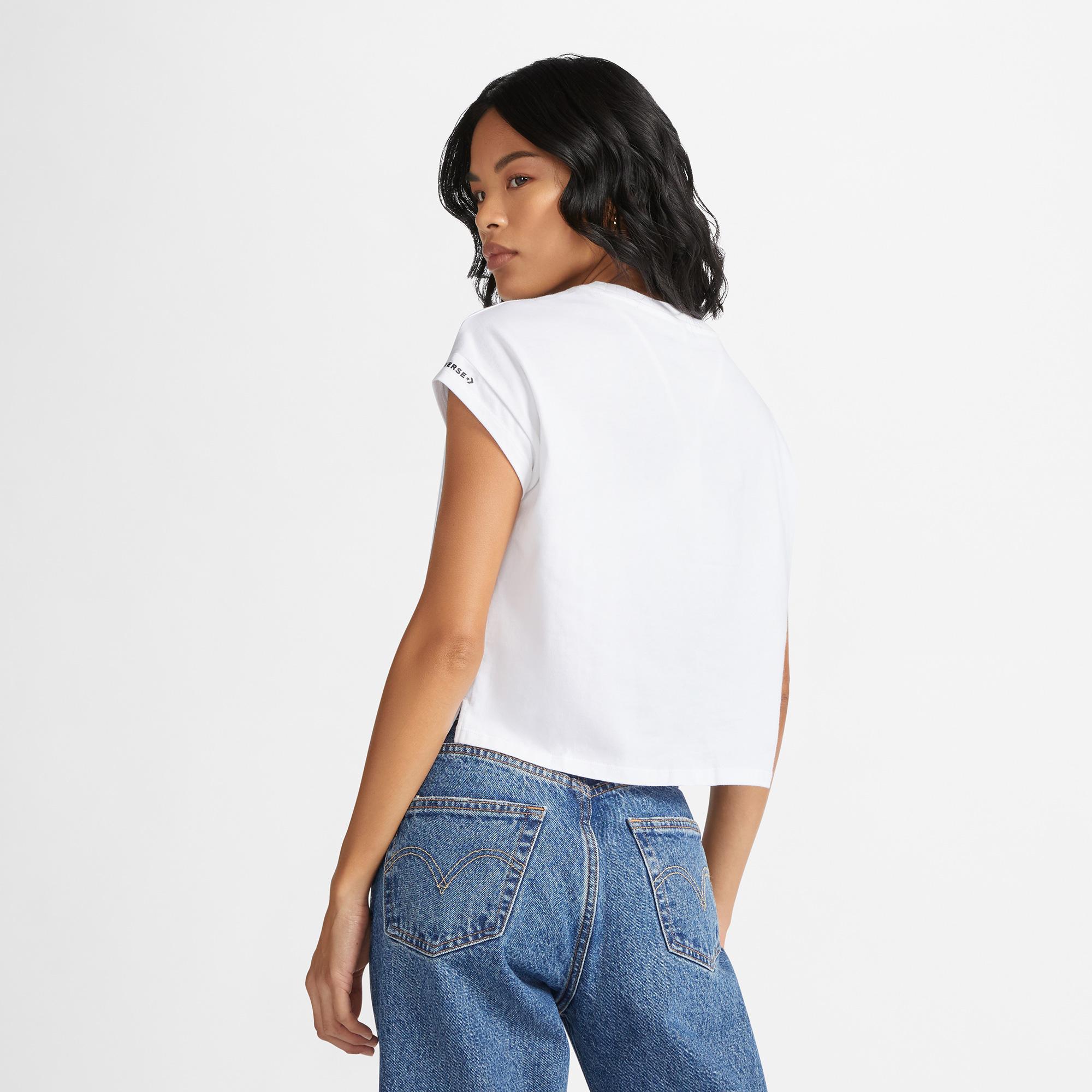 Converse Wordmark Twist Kadın Beyaz T-Shirt