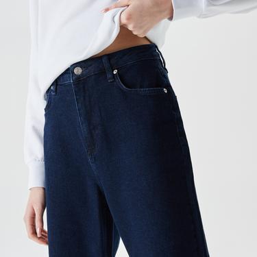  Kadın Straight Fit Lacivert Jean Pantolon