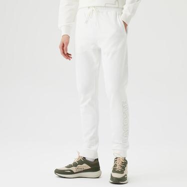  Erkek Slim Fit Baskılı Beyaz Eşofman Altı