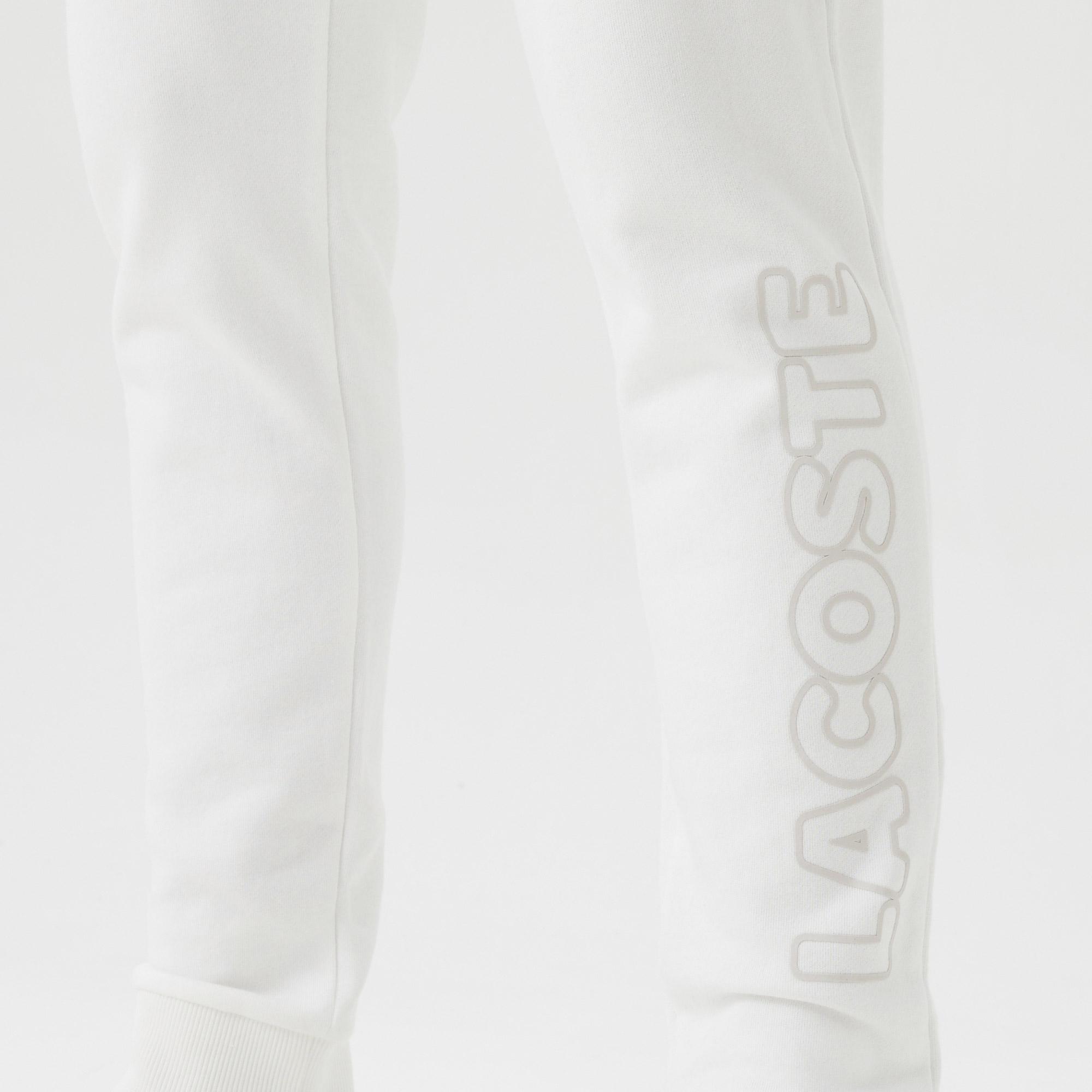 Erkek Slim Fit Baskılı Beyaz Eşofman Altı