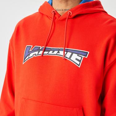  Erkek Relaxed Fit Kapüşonlu Baskılı Kırmızı Sweatshirt