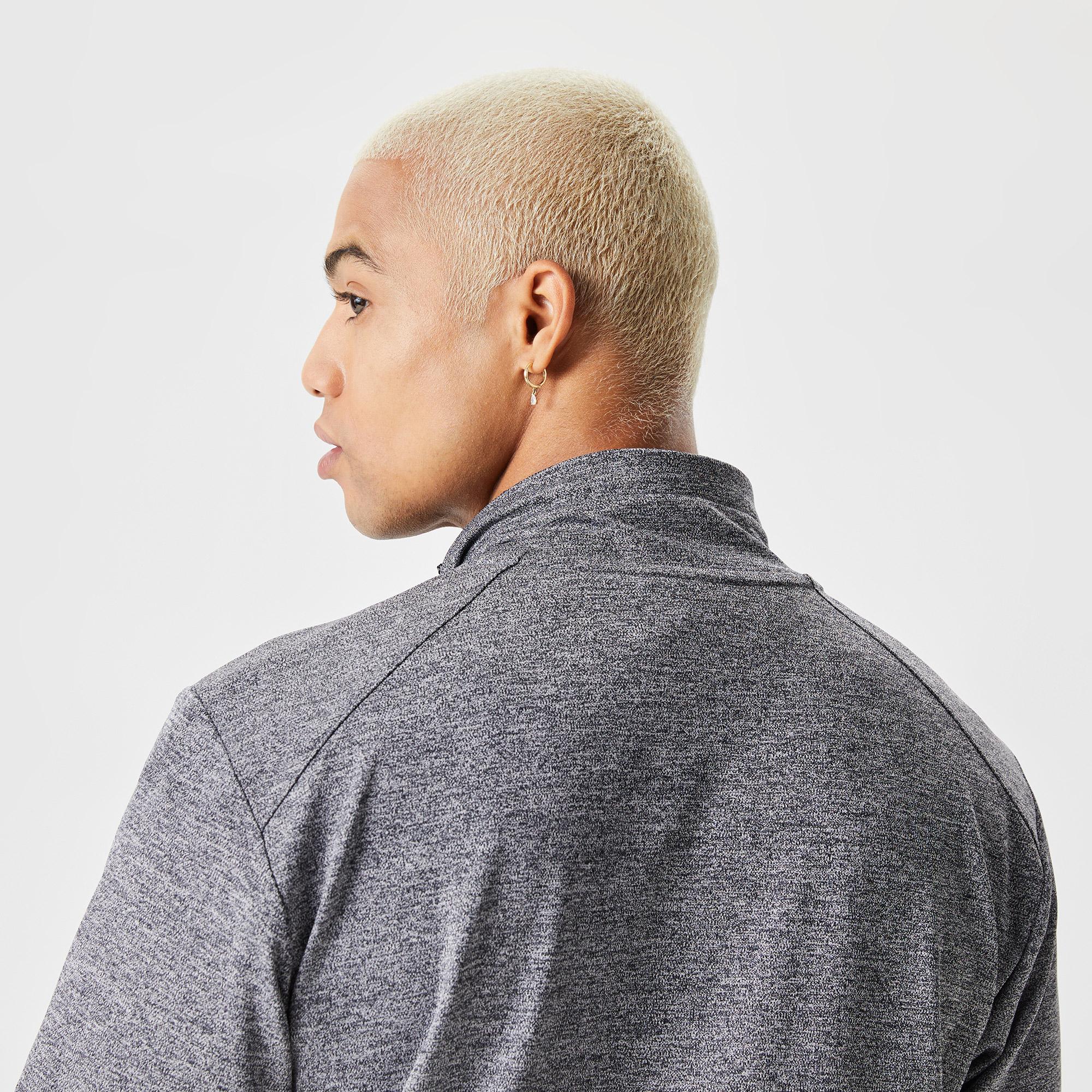 Erkek Slim Fit Kapüşonlu Desenli Gri Sweatshirt