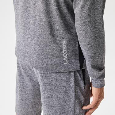  Erkek Slim Fit Kapüşonlu Desenli Gri Sweatshirt