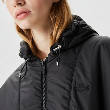  Lacoste Kadın Kapüşonlu Siyah Mont