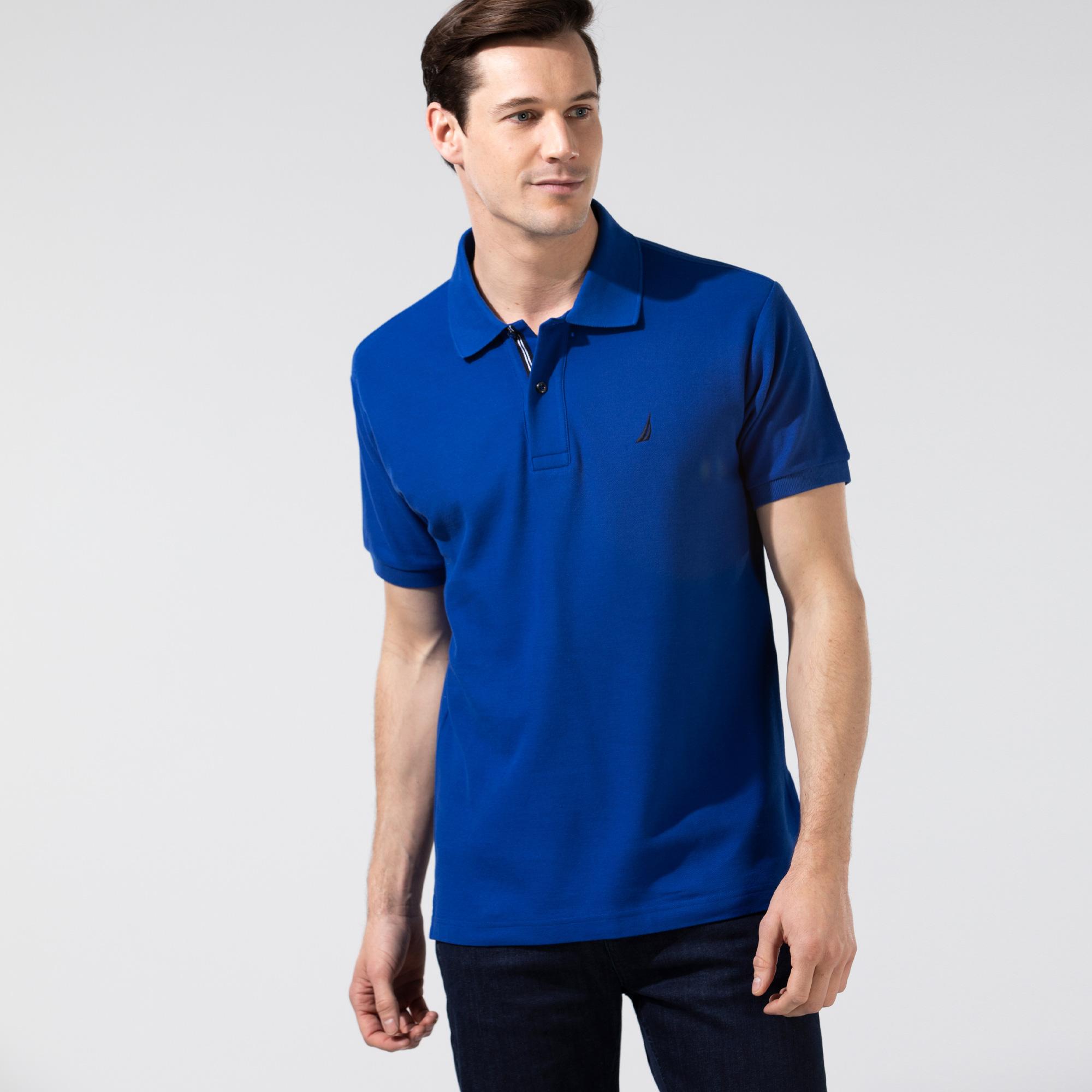 Nautica Erkek Classic Fit Mavi Kısa Kollu Polo
