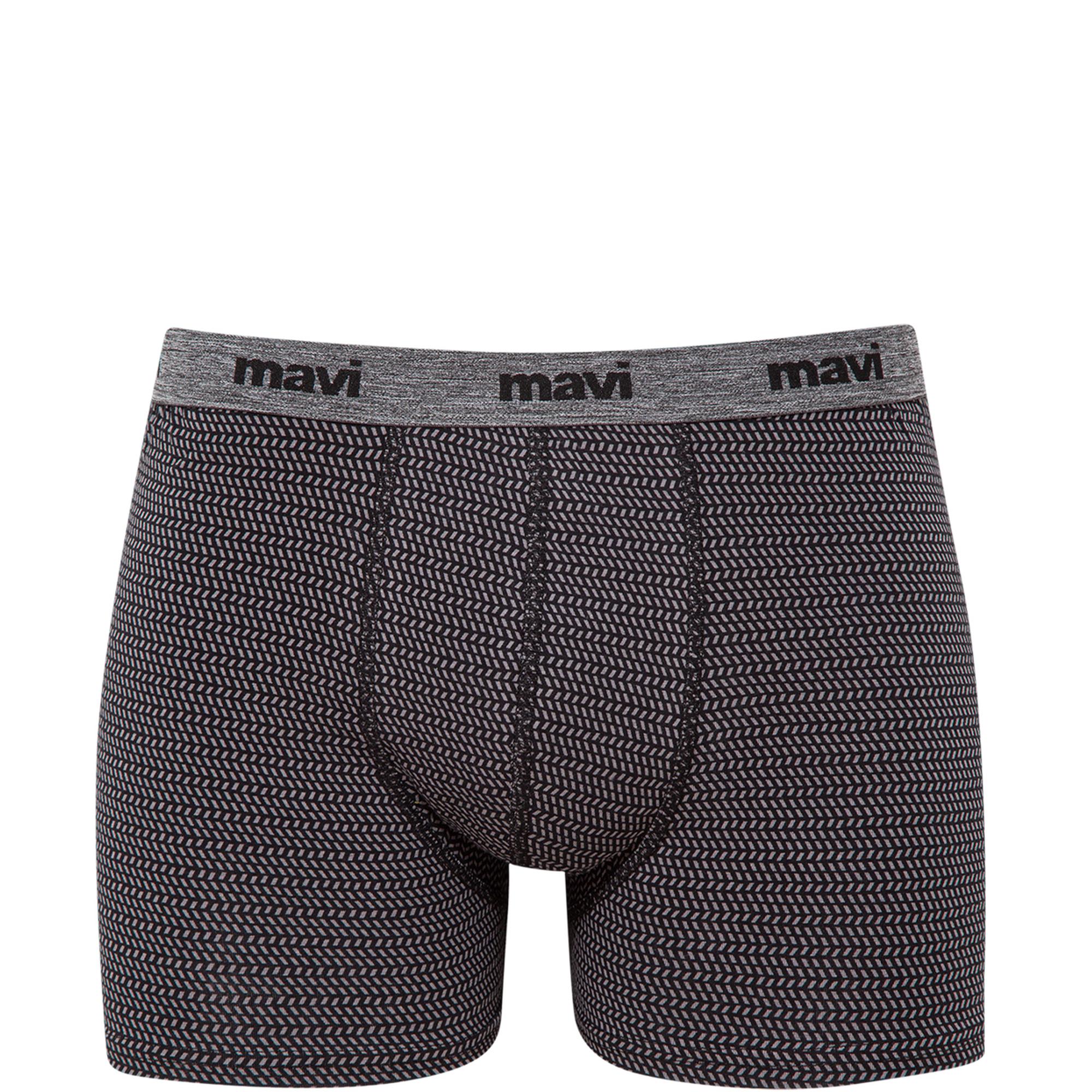 Mavi Geometrik Desenli Gri Boxer 092083-900