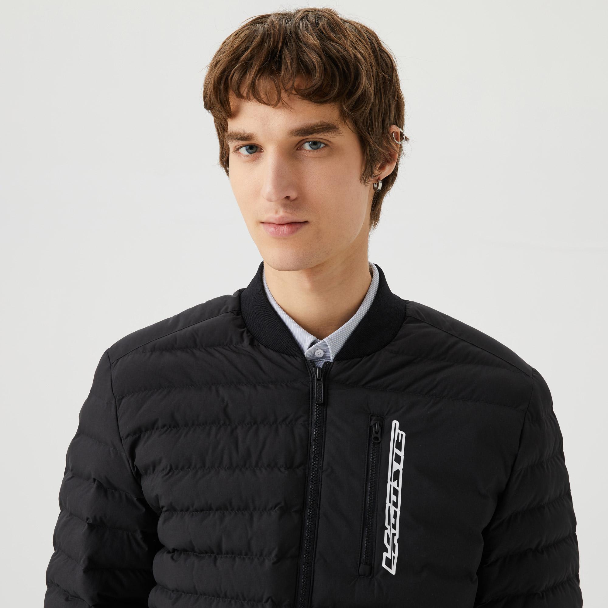 Erkek Hakim Yaka Kapitone Siyah Mont