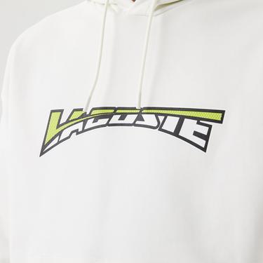  Erkek Relaxed Fit Kapüşonlu Baskılı Beyaz Sweatshirt