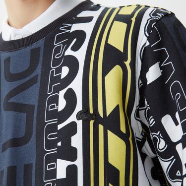  Erkek Classic Fit Bisiklet Yaka Baskılı Siyah Sweatshirt