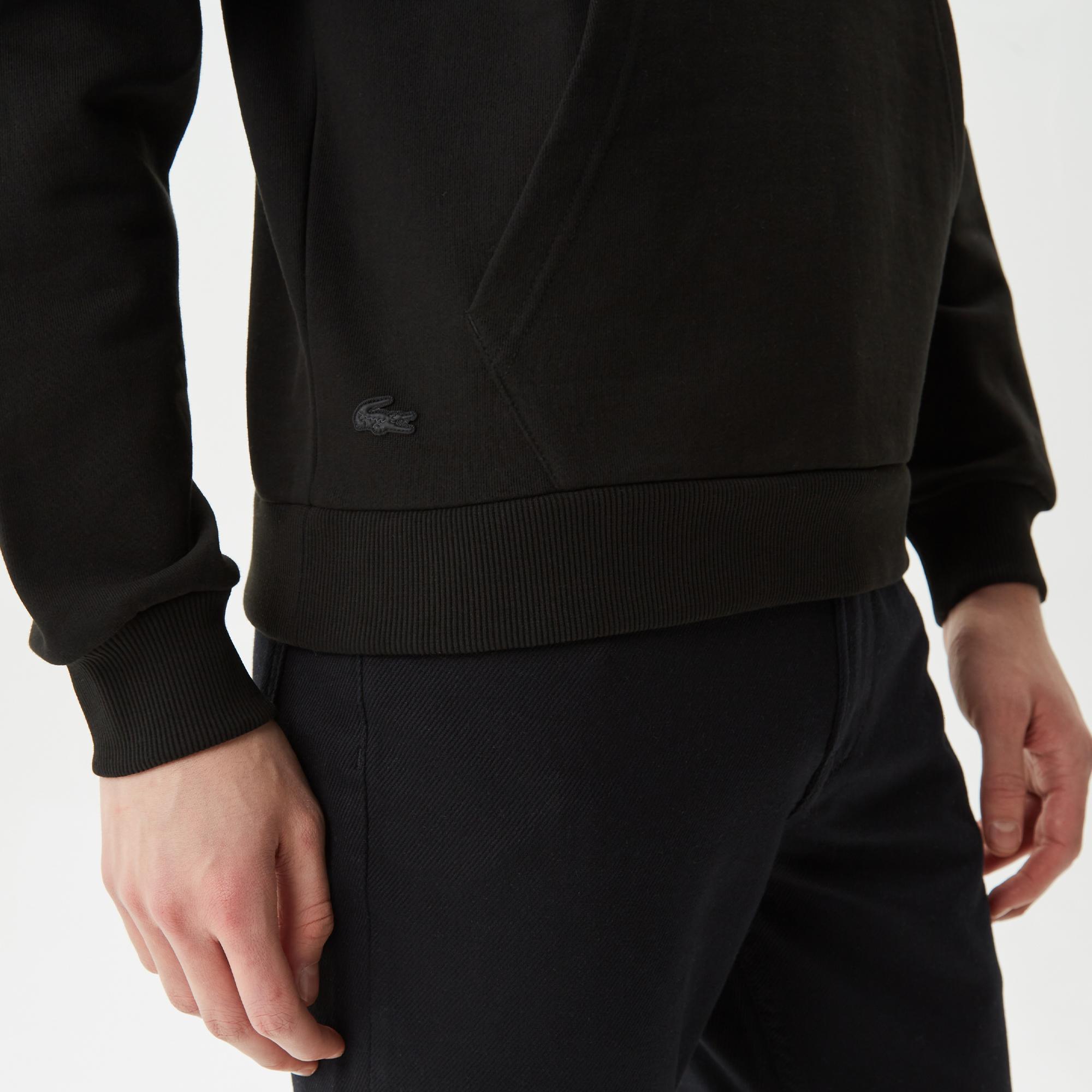 Erkek Relaxed Fit Kapüşonlu Baskılı Siyah Sweatshirt