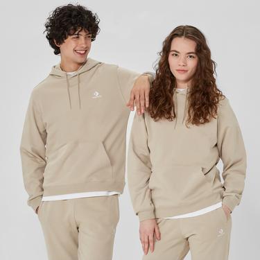  Converse Go-To Embroidered Star Chevron French Terry Unisex Bej Hoodie Sweatshirt