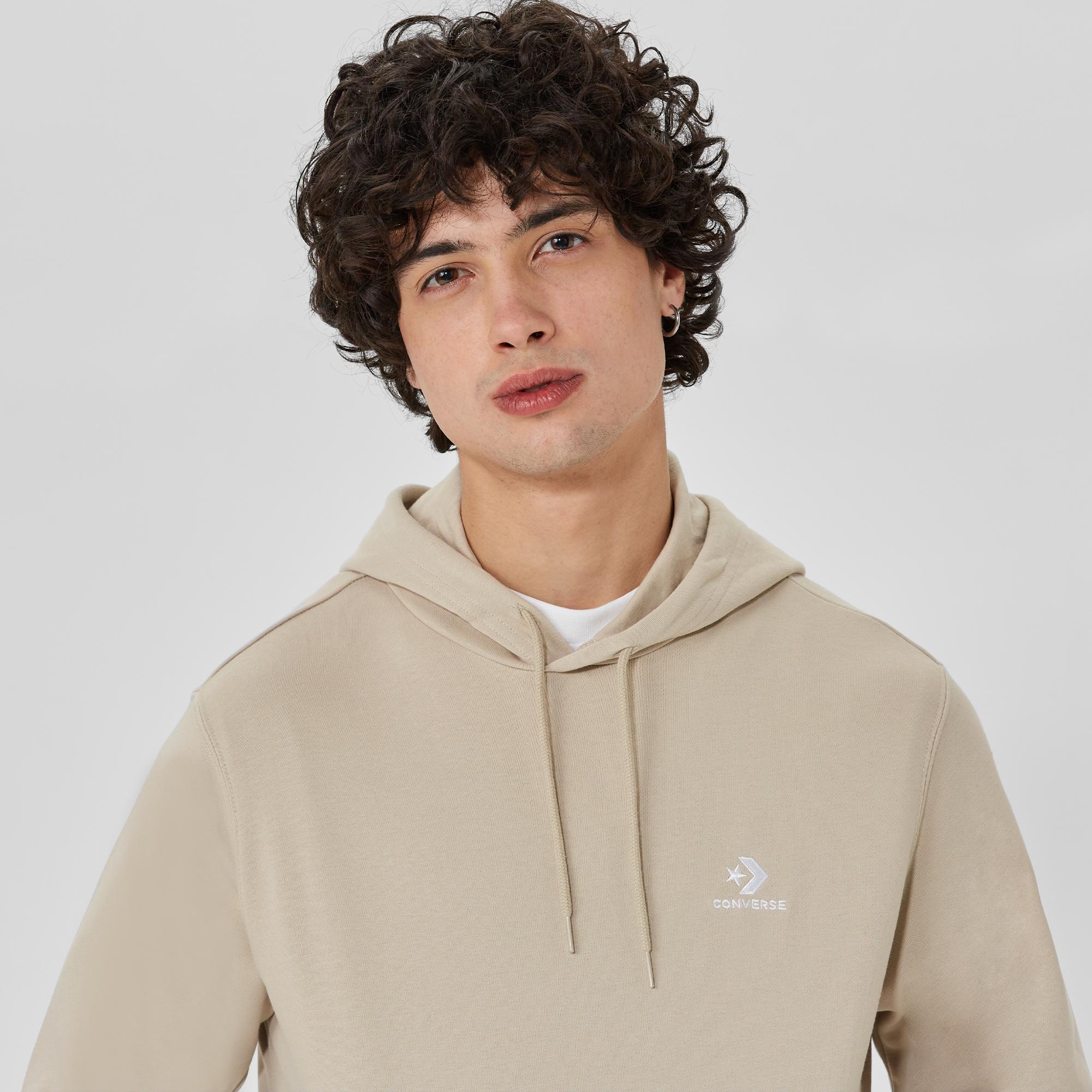 Converse Go-To Embroidered Star Chevron French Terry Unisex Bej Hoodie Sweatshirt