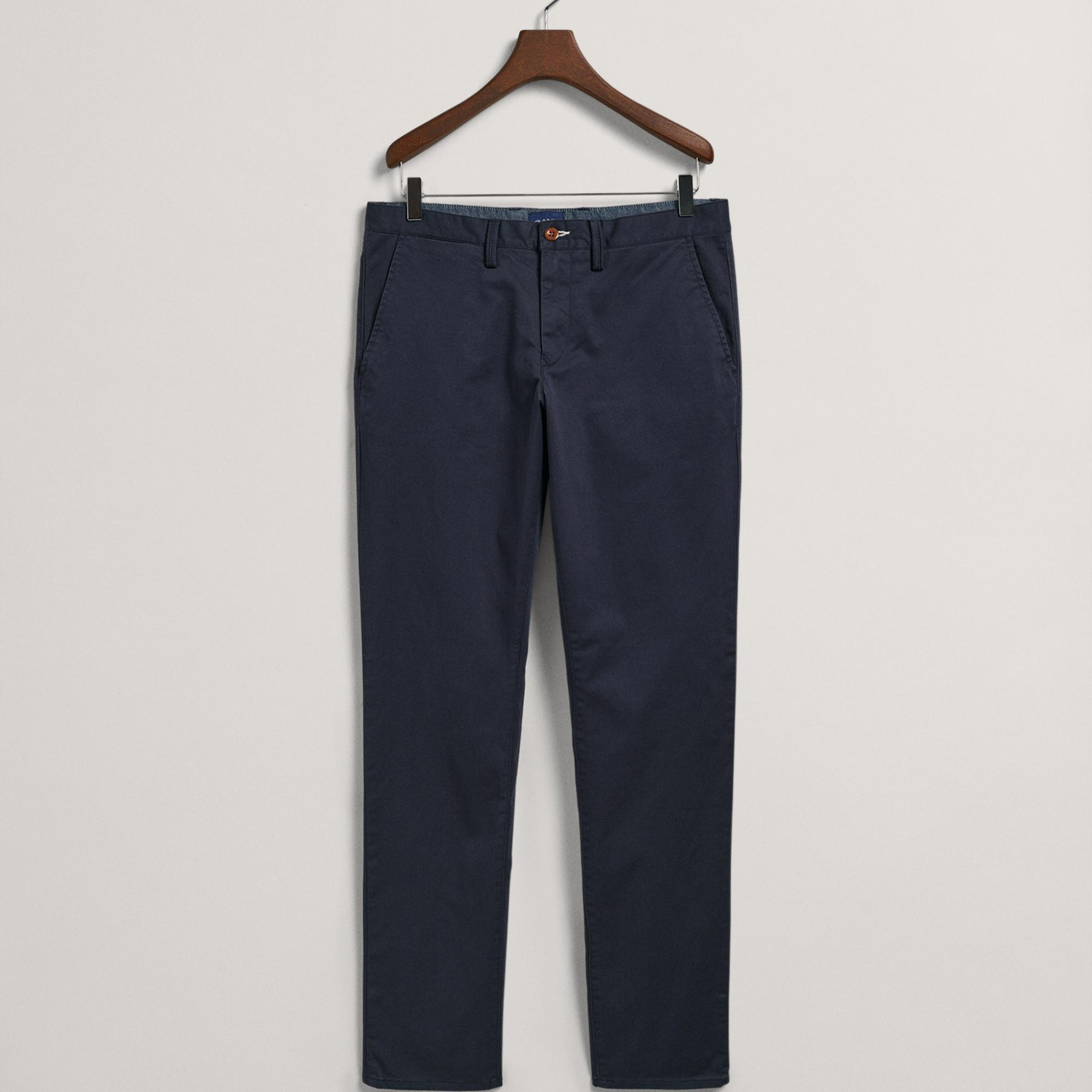 GANT Erkek Lacivert Slim Fit Hallden Pantolon