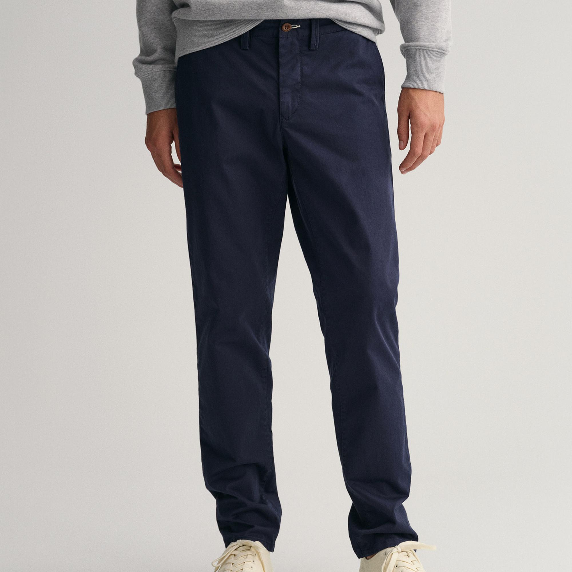 GANT Erkek Lacivert Slim Fit Hallden Pantolon