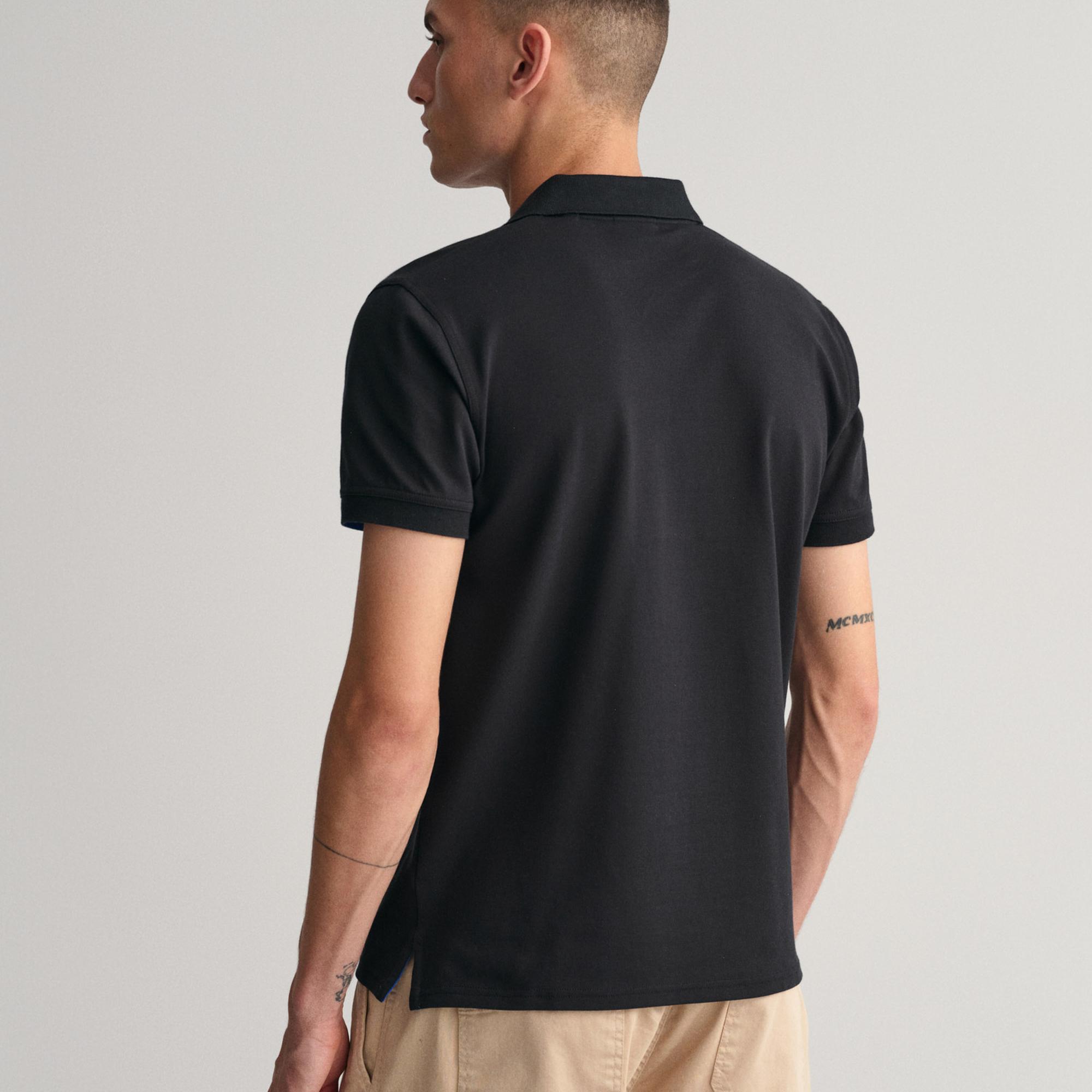 GANT Erkek Siyah Slim Fit Polo