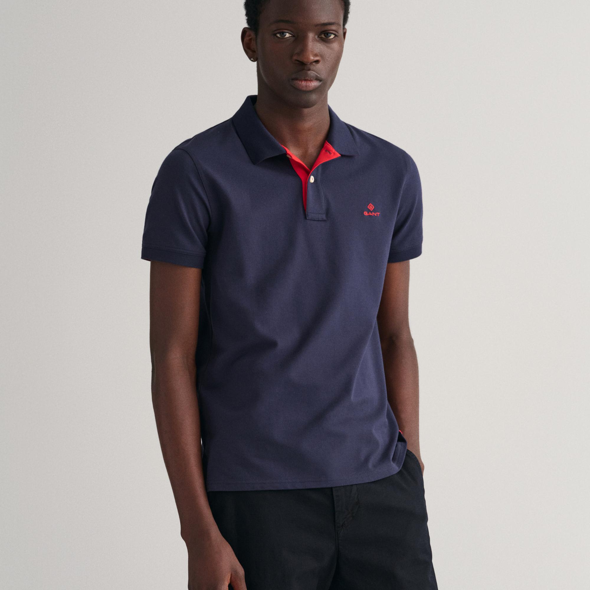 GANT Erkek Lacivert Slim Fit Polo
