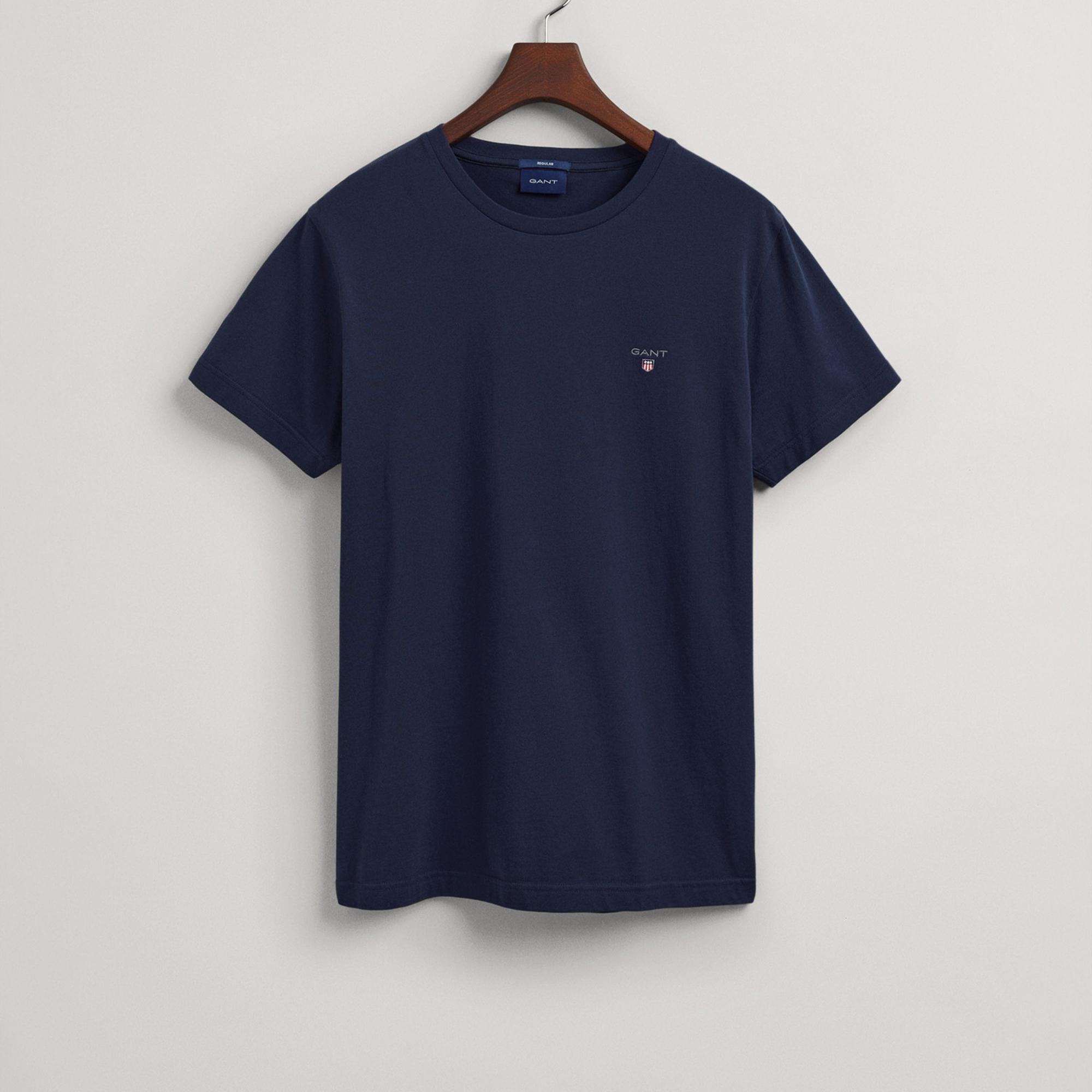 GANT Erkek Lacivert Regular Fit Bisiklet Yaka T-Shirt