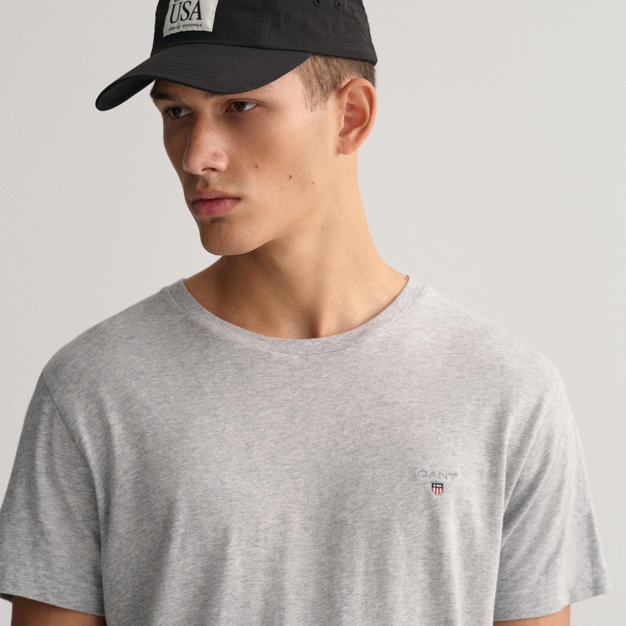 GANT Erkek Gri Regular Fit Bisiklet Yaka  T-shirt