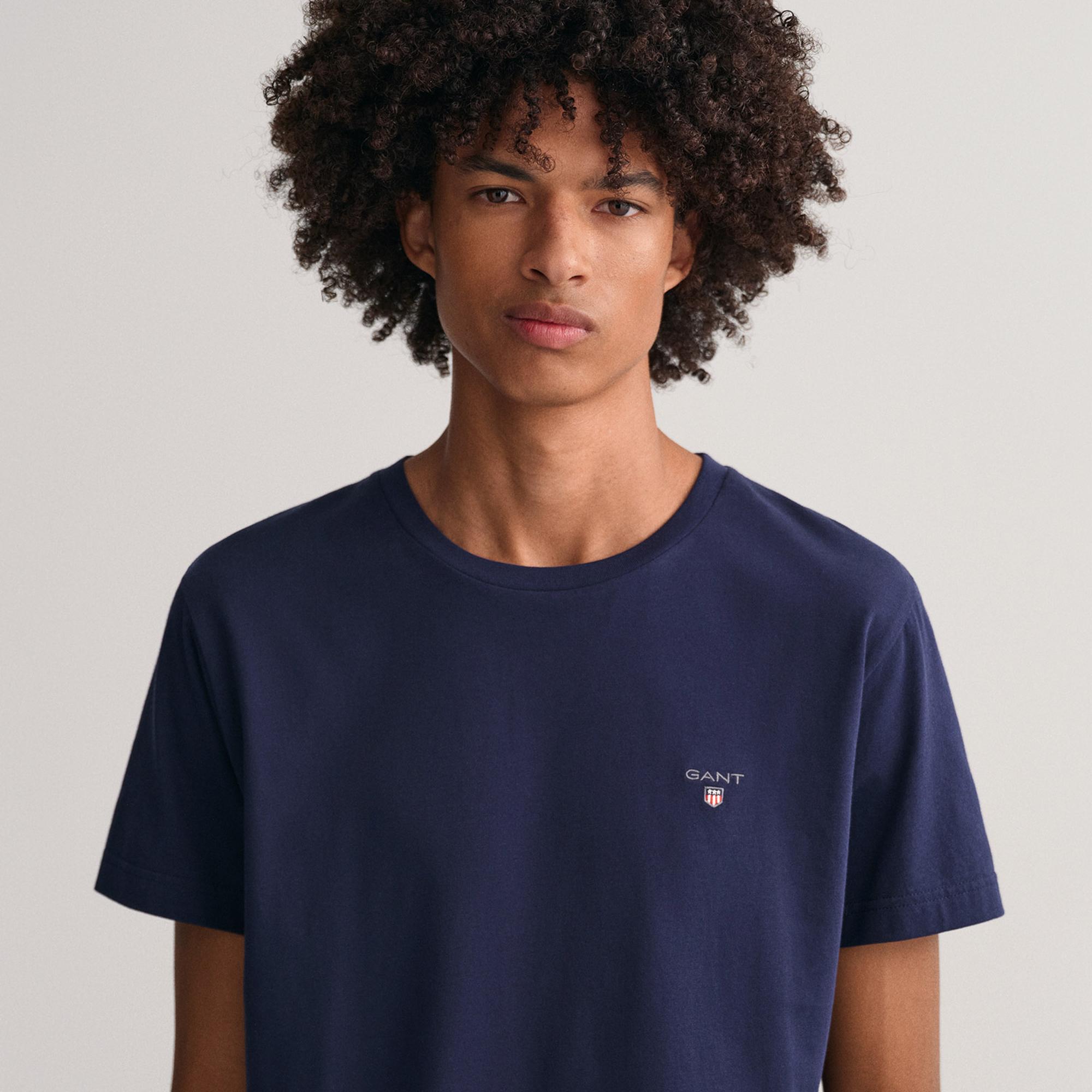 GANT Erkek Lacivert Regular Fit Bisiklet Yaka T-Shirt