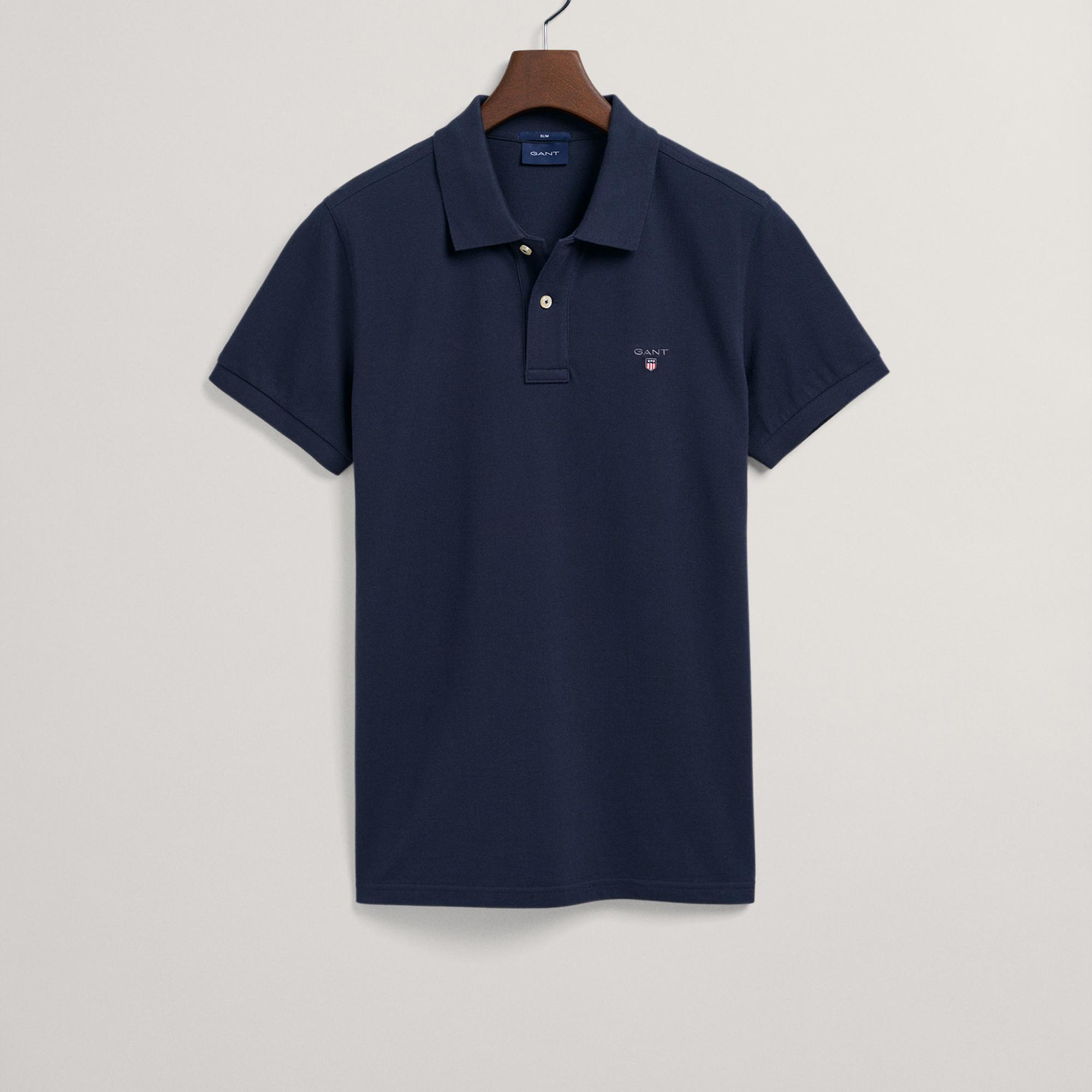 GANT Erkek Lacivert Slim Fit Polo