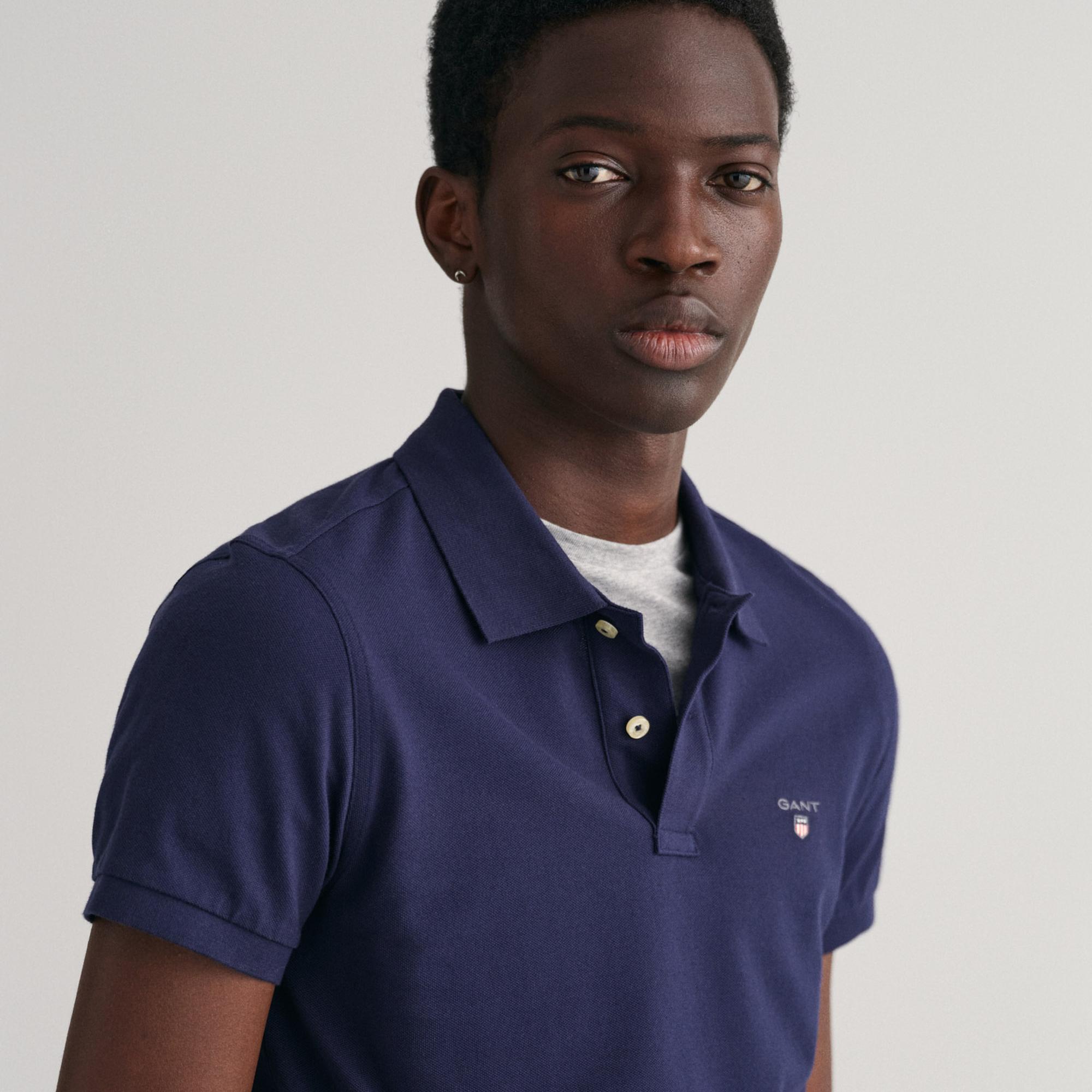 GANT Erkek Lacivert Slim Fit Polo