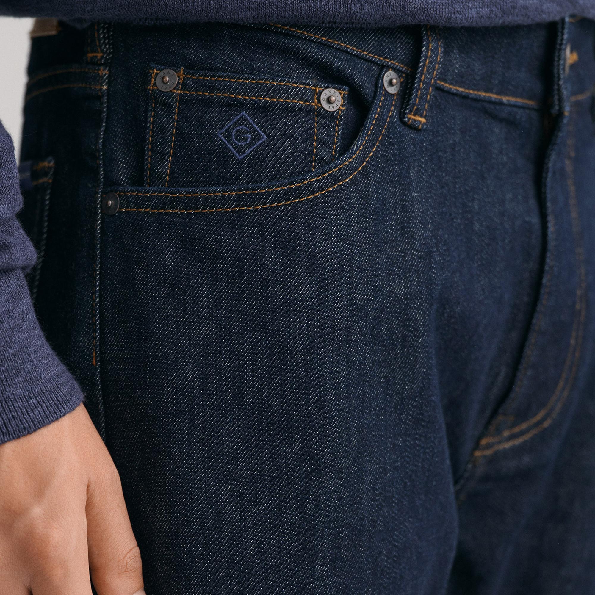 GANT Erkek Lacivert Regular Fit Jean Pantolon