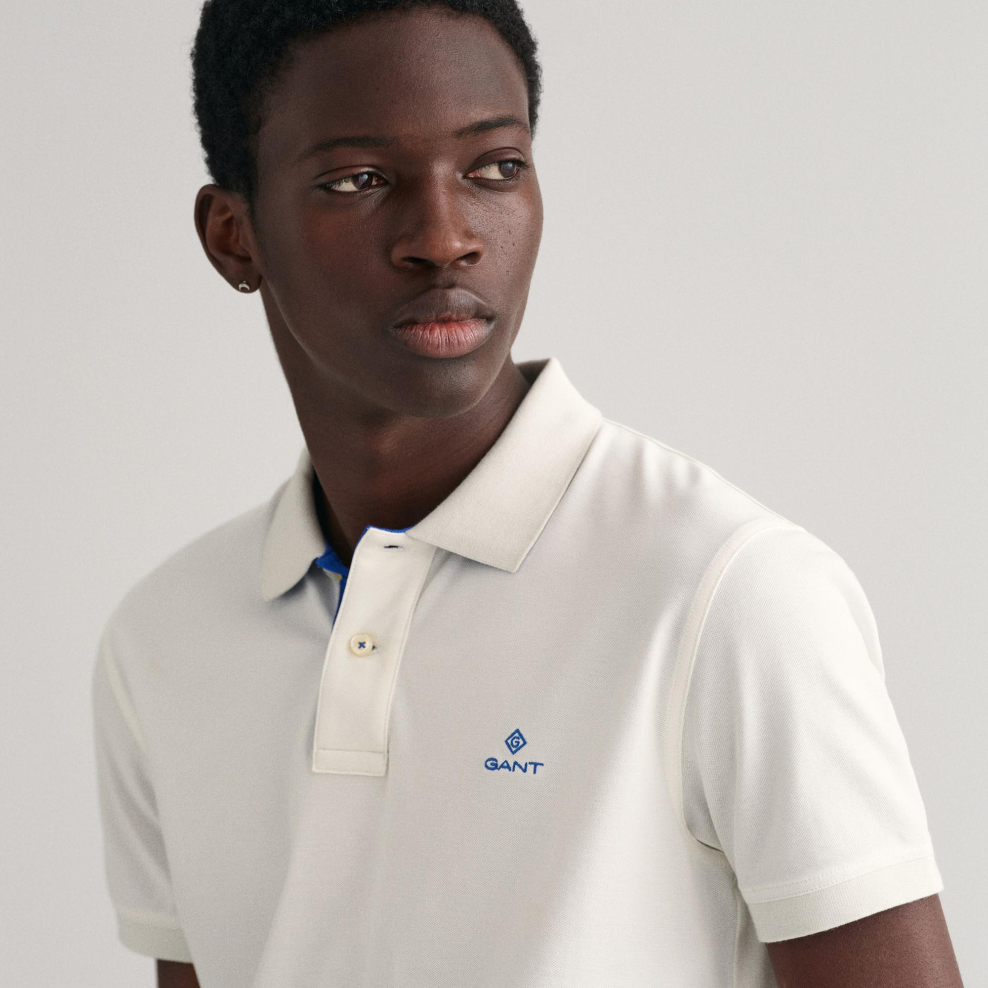 GANT Erkek Krem Slim Fit Polo