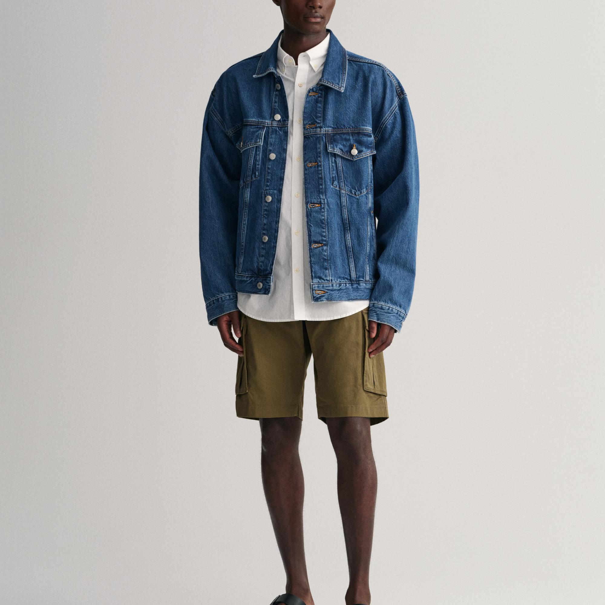 GANT Erkek Beyaz Regular Fit Düğmeli Yaka Broadcloth Gömlek