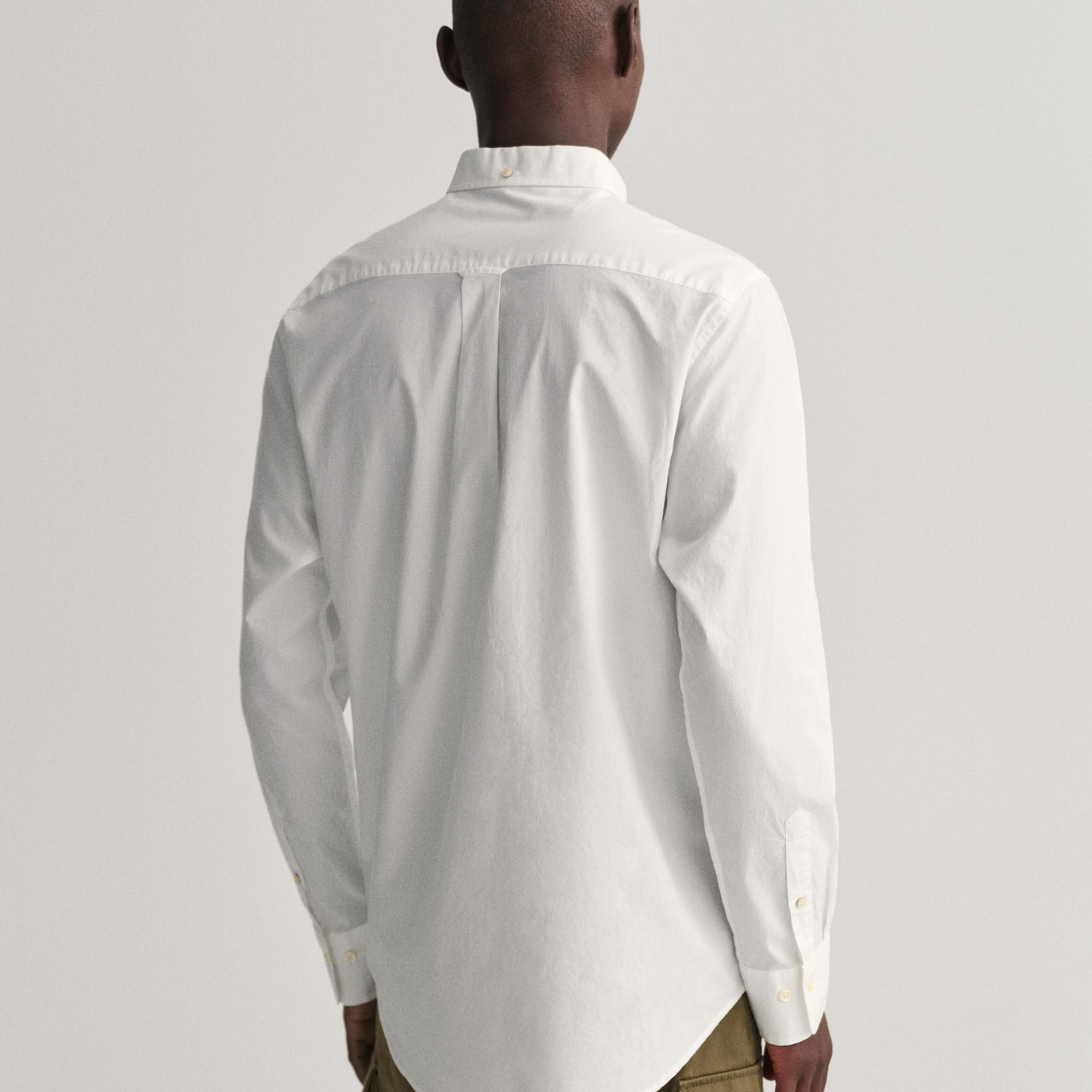 GANT Erkek Beyaz Regular Fit Düğmeli Yaka Broadcloth Gömlek