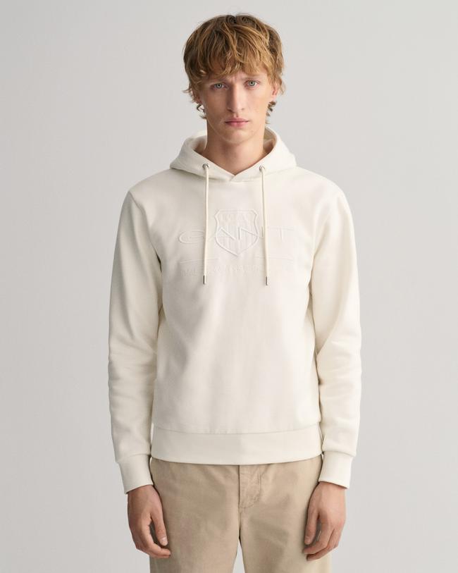  Gant Erkek Bej Regular Fit Kapüşonlu Logolu Sweatshirt