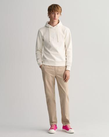  Gant Erkek Bej Regular Fit Kapüşonlu Logolu Sweatshirt
