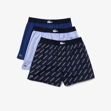  Lacoste Erkek Desenli 3'lü Renkli Boxer