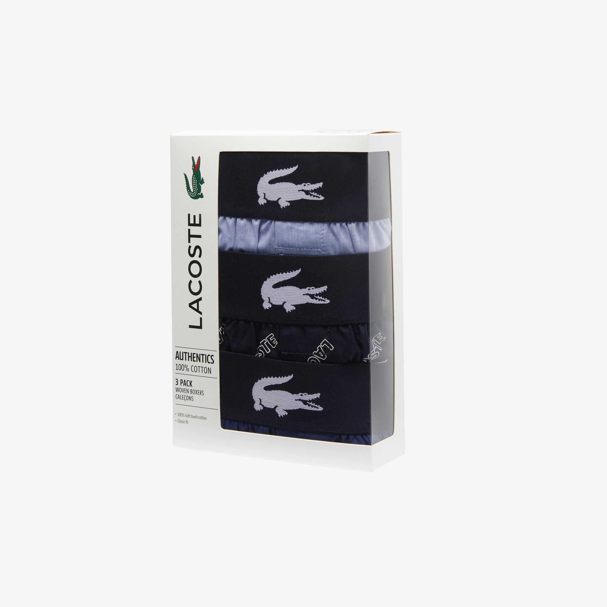 Lacoste Erkek Desenli 3'lü Renkli Boxer