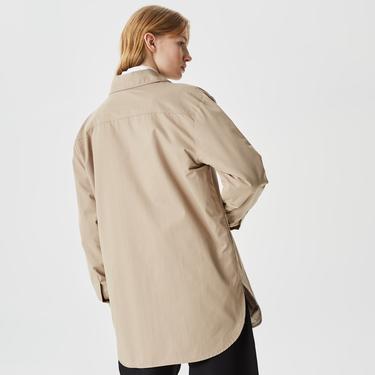  Kadın Gömlek Yaka Kahverengi Mont