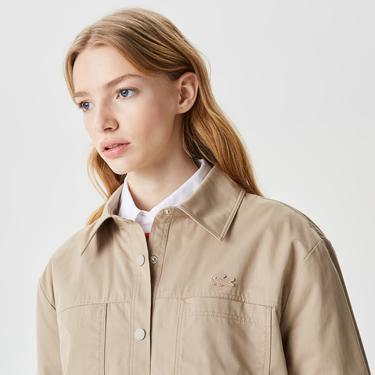  Kadın Gömlek Yaka Kahverengi Mont