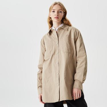  Kadın Gömlek Yaka Kahverengi Mont