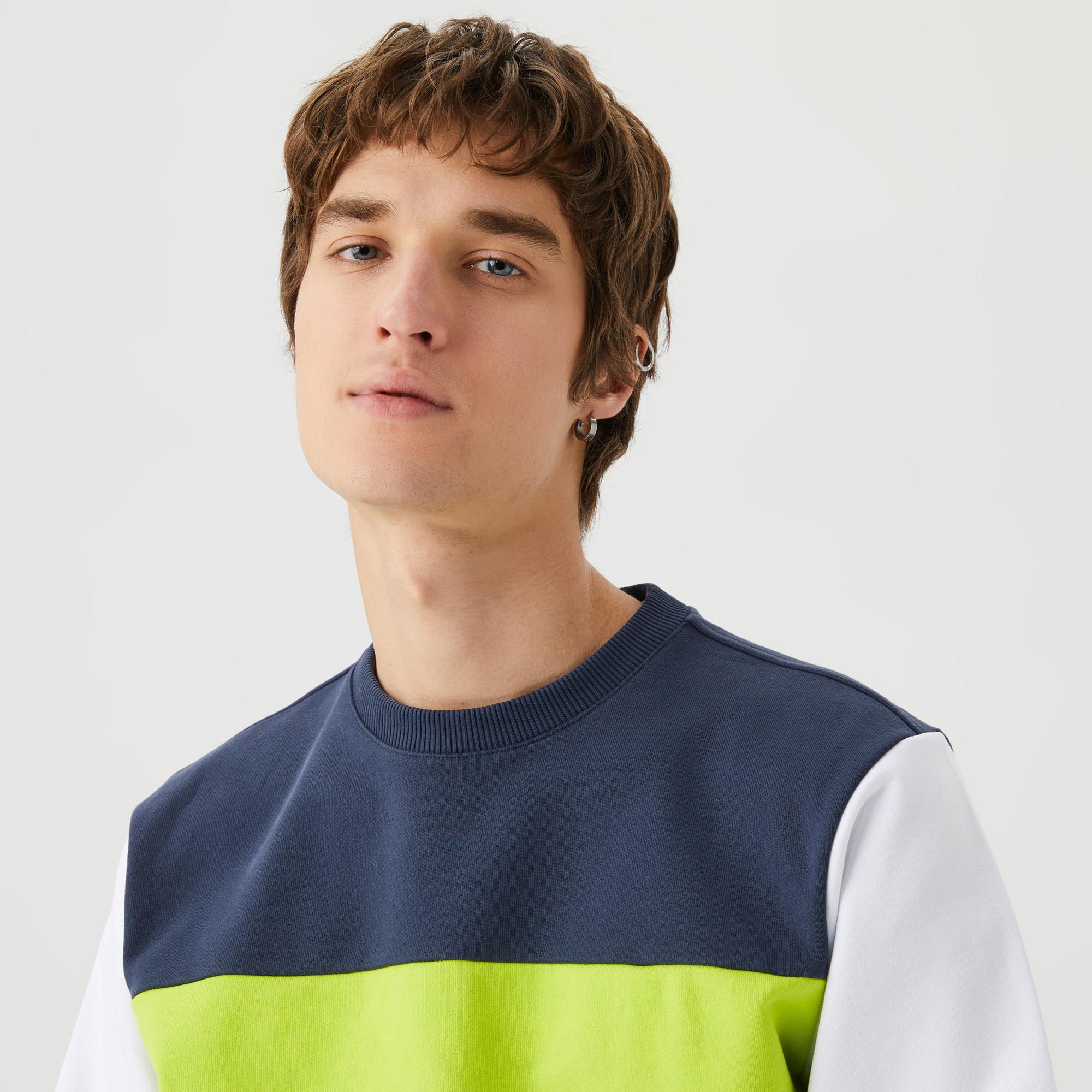 Erkek Relaxed Fit Bisiklet Yaka Baskılı Lacivert Sweatshirt