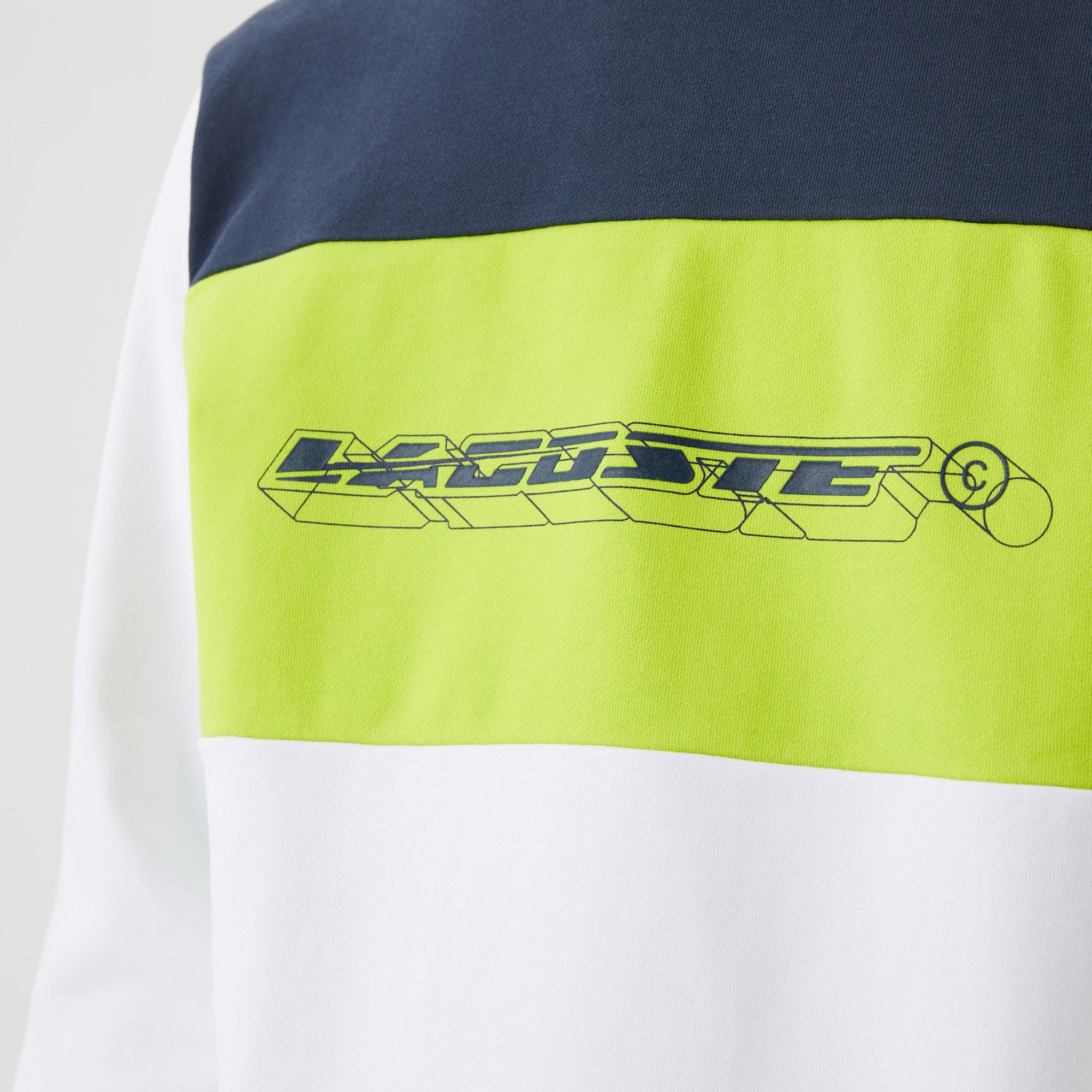 Erkek Relaxed Fit Bisiklet Yaka Baskılı Lacivert Sweatshirt