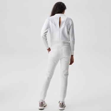  Kadın Slim Fit Beyaz Eşofman Altı