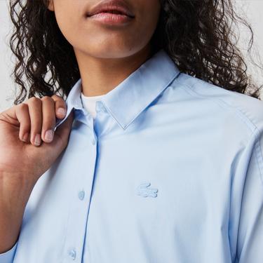  Lacoste Kadın Regular Fit Mavi Gömlek