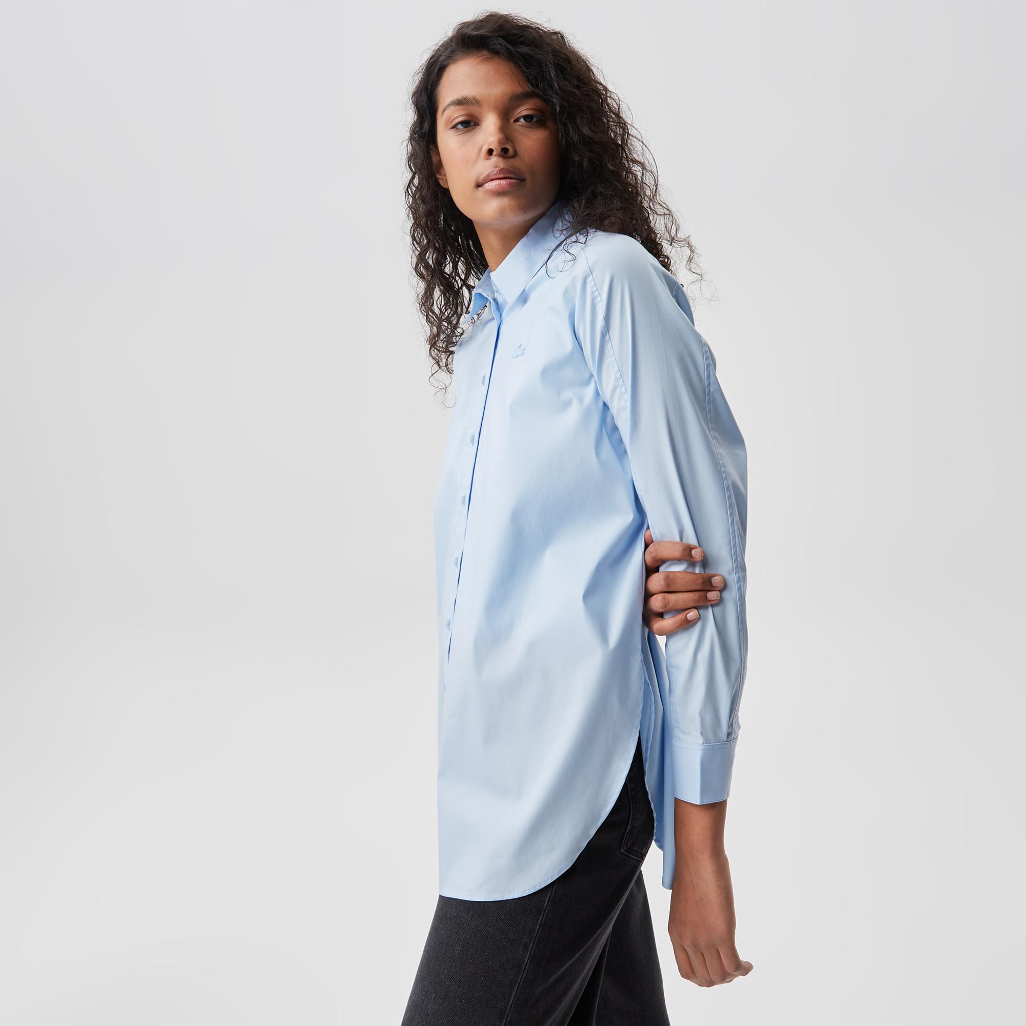 Lacoste Kadın Regular Fit Mavi Gömlek