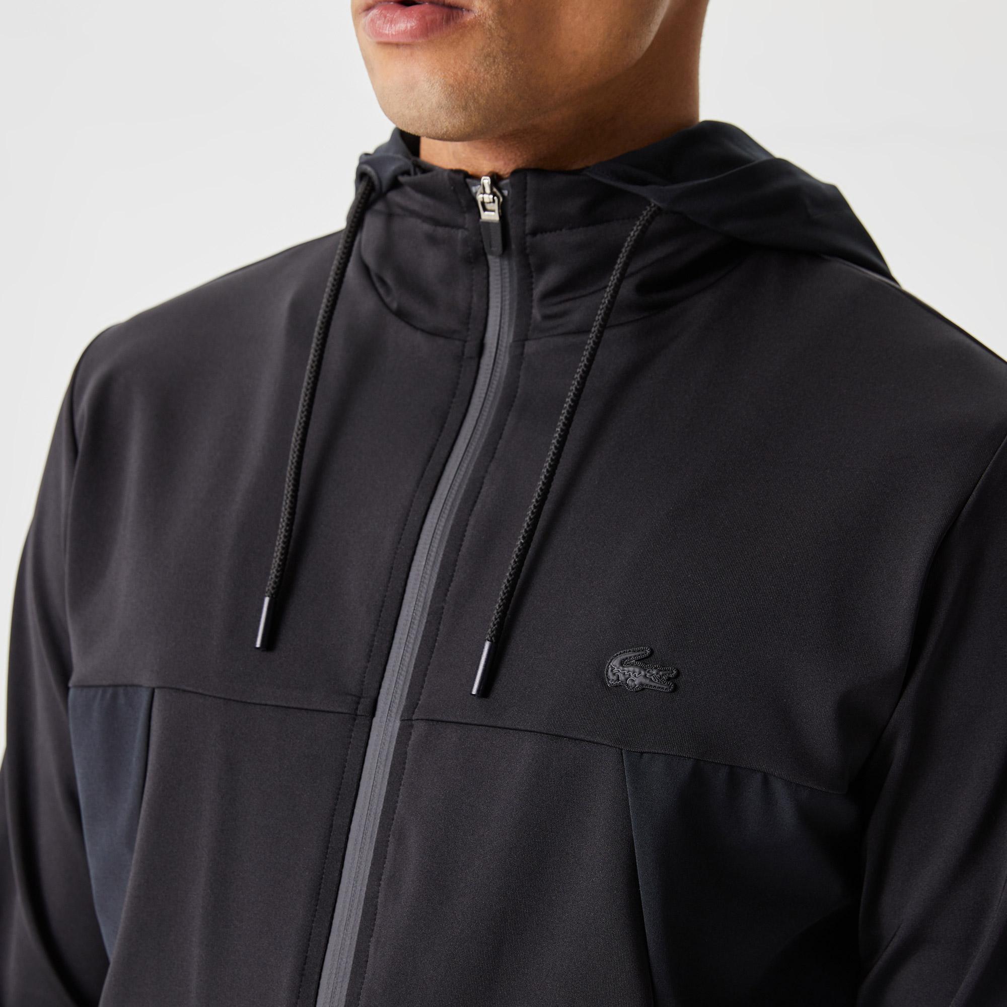 Erkek Slim Fit Kapüşonlu Desenli Gri Sweatshirt