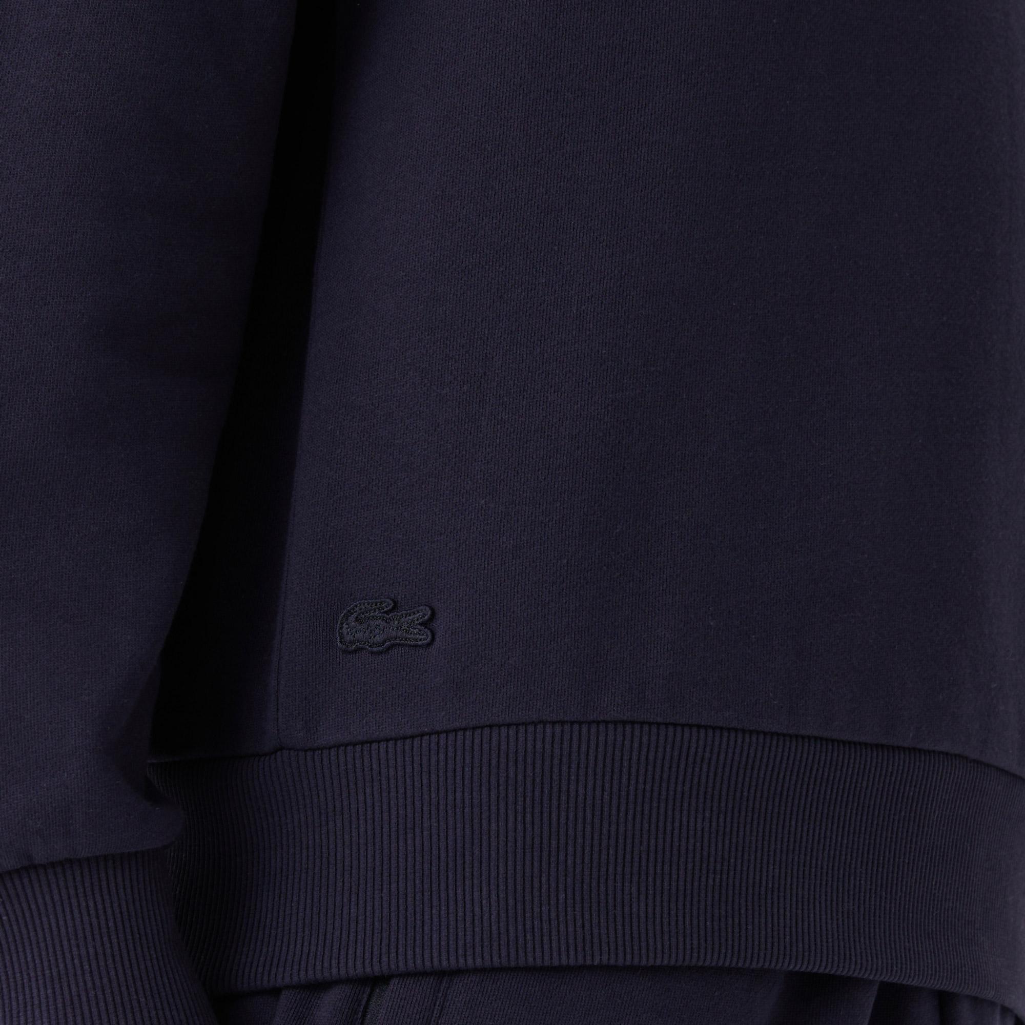 Unisex Relax Fit Kapüşonlu Baskılı Lacivert Sweatshirt